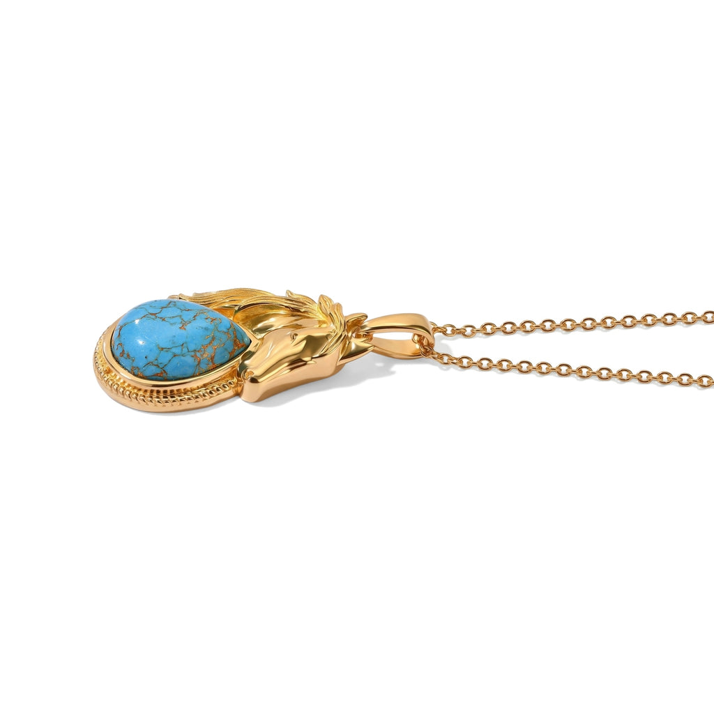 Blue Turquoise Pendant with Chain (Size 20) Stainless Steel  9.500  Ct._4515069_3