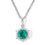 D'Joy - Colombian Colour Emeraldine Quartz & White Zircon Pendant  in Platinum Overlay Sterling Silver with Chain (Size 20) 2.00 Ct._4515123