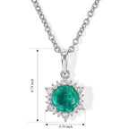 D'Joy - Colombian Colour Emeraldine Quartz & White Zircon Pendant  in Platinum Overlay Sterling Silver with Chain (Size 20) 2.00 Ct._4515123_1