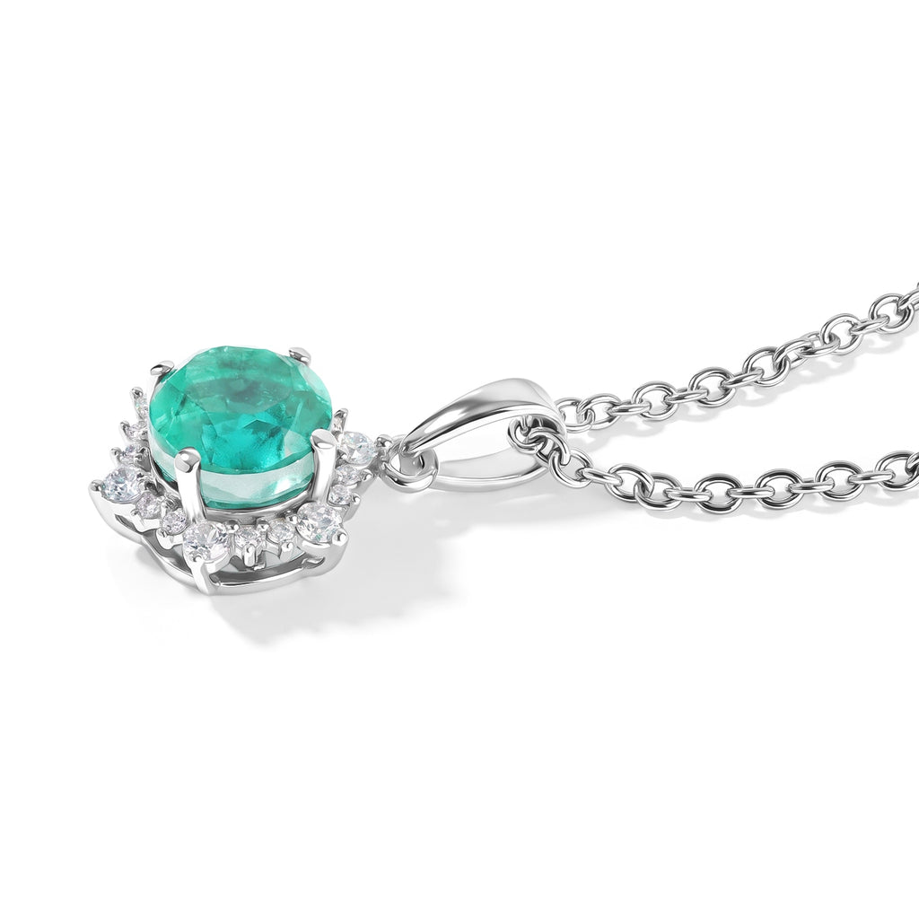 D'Joy - Colombian Colour Emeraldine Quartz & White Zircon Pendant  in Platinum Overlay Sterling Silver with Chain (Size 20) 2.00 Ct._4515123_2