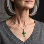 D'Joy - Natural Hebei Peridot & Dyed Green Jade Pendant with Chain (Size 18) & Lobster Clasp in Yellow Gold Plated Sterling Silver 13.50 Ct._4515158_1