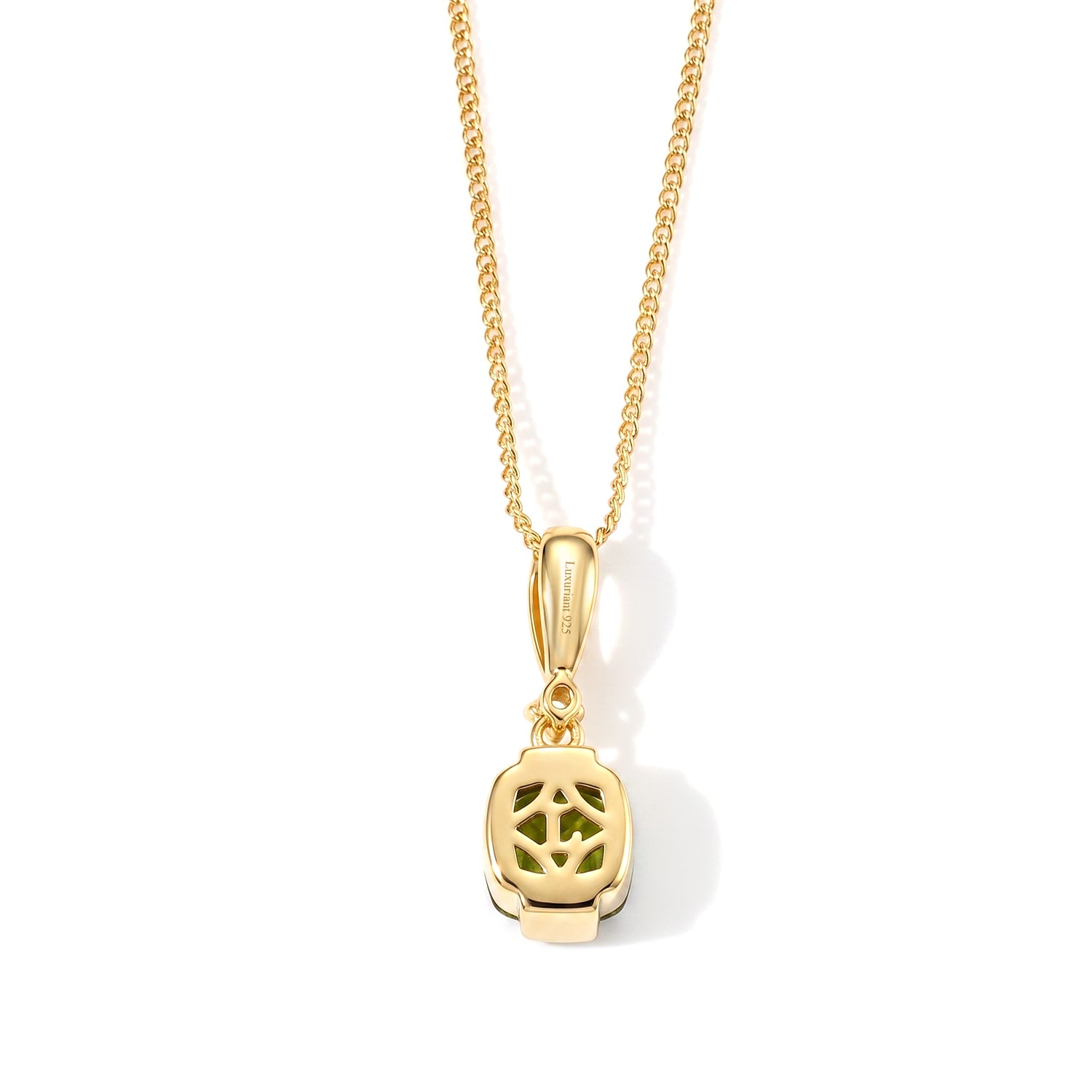 Natural Hebei Peridot &amp; Lab Grown Diamond Solitaire Pendant with Chain (Size 18) &amp; Lobster Clasp in Yellow Gold Plated Sterling Silver 1.60 Ct. 4515164 5