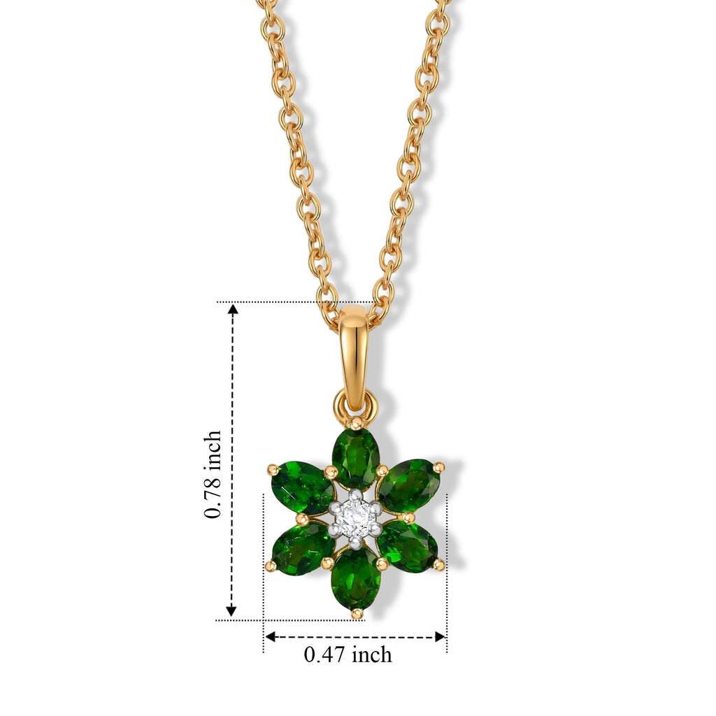 Natural Chrome Diopside,  Lab Grown Diamond Pendant with Chain (Size 20) Mix Metal 0.05 ct  1.130  Ct._4515450_4