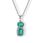 D'Joy - Colombian Colour Emeraldine Quartz & White Zircon Halo Pendant in Platinum Overlay Sterling Silver with Chain (Size 20) 2.86 Ct._4515777