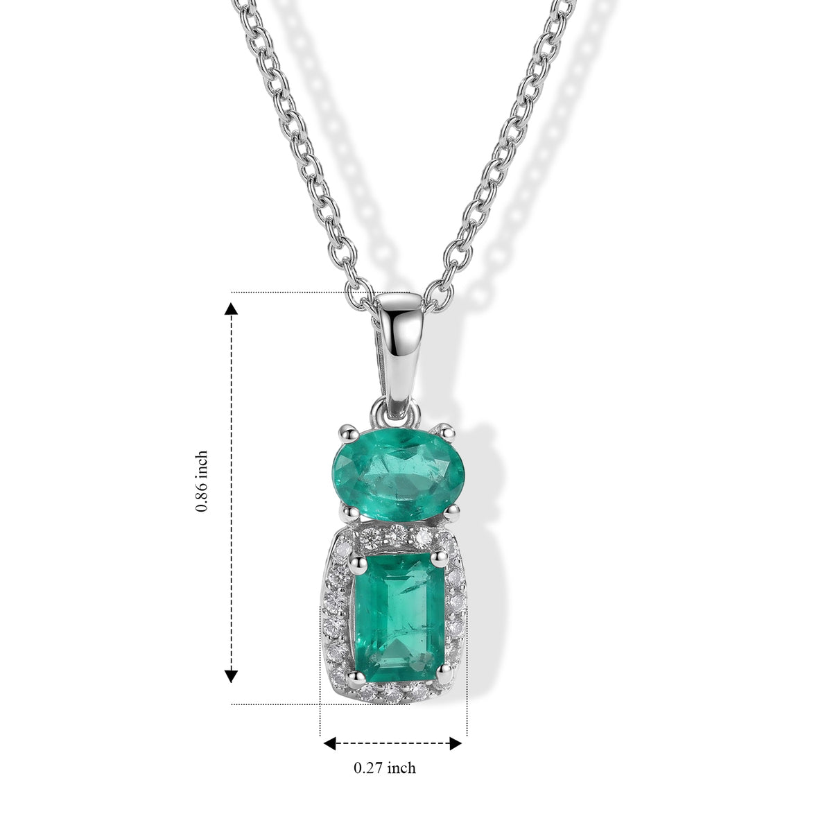 D'Joy - Colombian Colour Emeraldine Quartz &amp; White Zircon Halo Pendant in Platinum Overlay Sterling Silver with Chain (Size 20) 2.86 Ct. 4515777 5