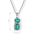 D'Joy - Colombian Colour Emeraldine Quartz & White Zircon Halo Pendant in Platinum Overlay Sterling Silver with Chain (Size 20) 2.86 Ct._4515777_4