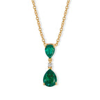 D'Joy - Colombian Colour Emeraldine Quartz & White Zircon Drop Pendant in Yellow Gold Plated Sterling Silver with Chain (Size 20) 3.20 Ct._4515779