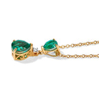 D'Joy - Colombian Colour Emeraldine Quartz & White Zircon Drop Pendant in Yellow Gold Plated Sterling Silver with Chain (Size 20) 3.20 Ct._4515779_2