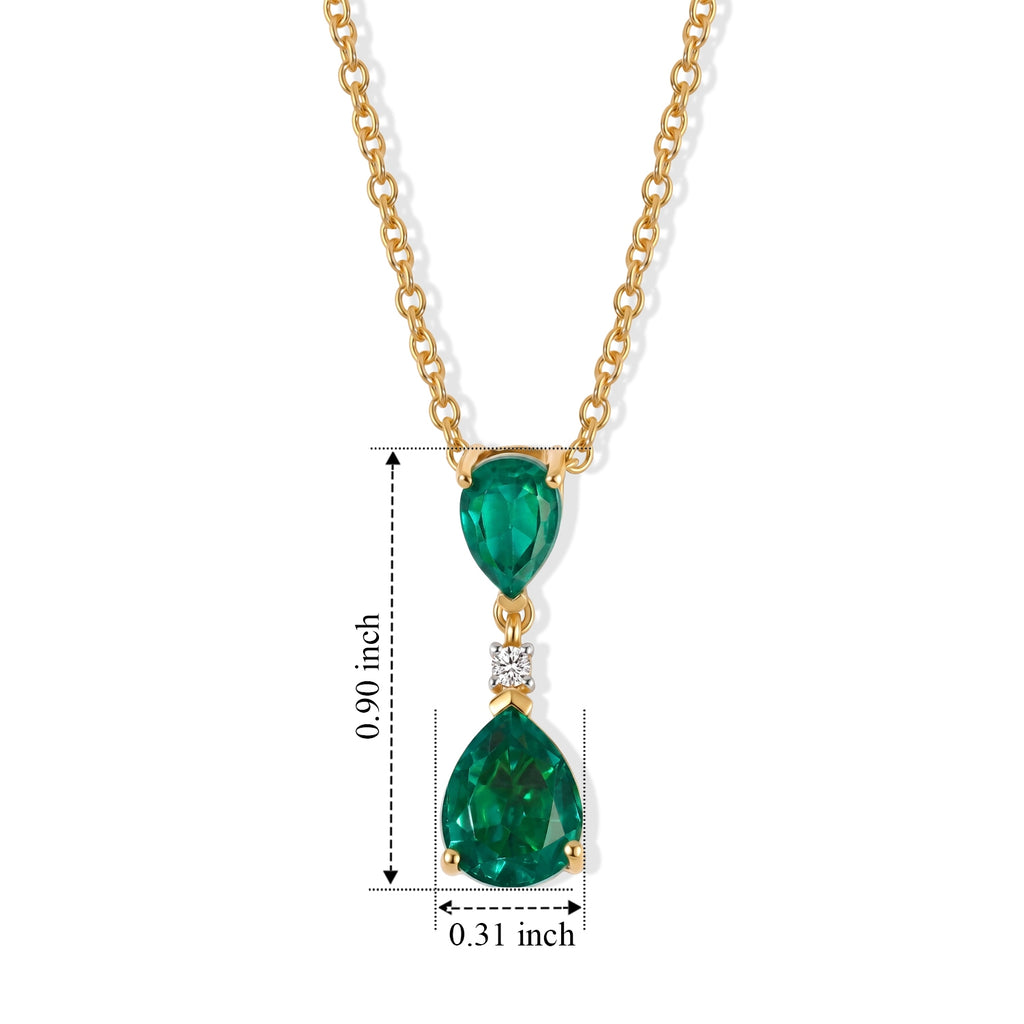 D'Joy - Colombian Colour Emeraldine Quartz & White Zircon Drop Pendant in Yellow Gold Plated Sterling Silver with Chain (Size 20) 3.20 Ct._4515779_3