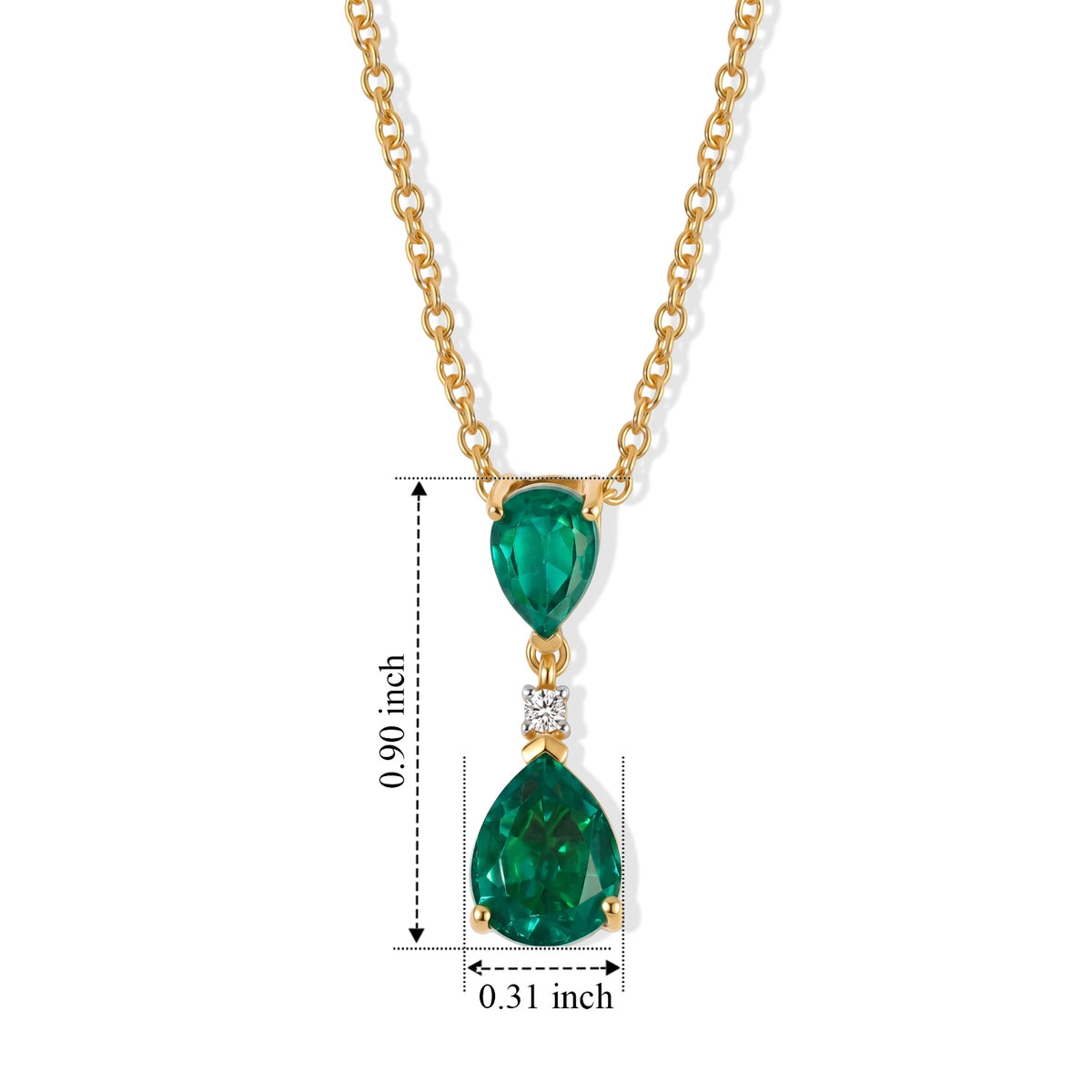 D'Joy - Colombian Colour Emeraldine Quartz &amp; White Zircon Drop Pendant in Yellow Gold Plated Sterling Silver with Chain (Size 20) 3.20 Ct. V32638415 4