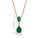 D'Joy - Colombian Colour Emeraldine Quartz & White Zircon Drop Pendant in Yellow Gold Plated Sterling Silver with Chain (Size 20) 3.20 Ct._4515779_3