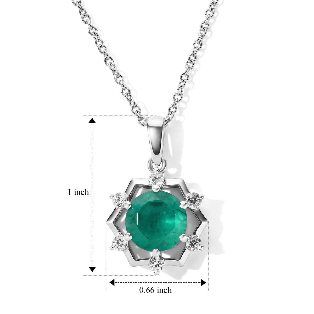 D'Joy - Colombian Colour Emeraldine Quartz &amp; White Zircon Halo Pendant in Platinum Overlay Sterling Silver with Chain (Size 20) 5.08 Ct. 4515781 5