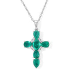 D'Joy - Colombian Colour Emeraldine Quartz & White Zircon Pendant in Platinum Overlay Sterling Silver with Chain (Size 20) 7.00 Ct._4516234