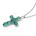 D'Joy - Colombian Colour Emeraldine Quartz & White Zircon Pendant in Platinum Overlay Sterling Silver with Chain (Size 20) 7.00 Ct._4516234_2
