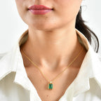 D'Joy - Colombian Colour Emeraldine Quartz & Moissanite Pendant in Yellow Gold Plated Sterling Silver with Chain (Size 20) 3.70 Ct._4516235_1