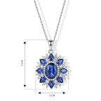 D'Joy - AAA Natural Kashmir Kyanite & White Zircon Halo Floral Pendant with Chain (Size 20) & Spring Ring Clasp in Rhodium Overlay Sterling Silver 4.65 Ct._4516334_5