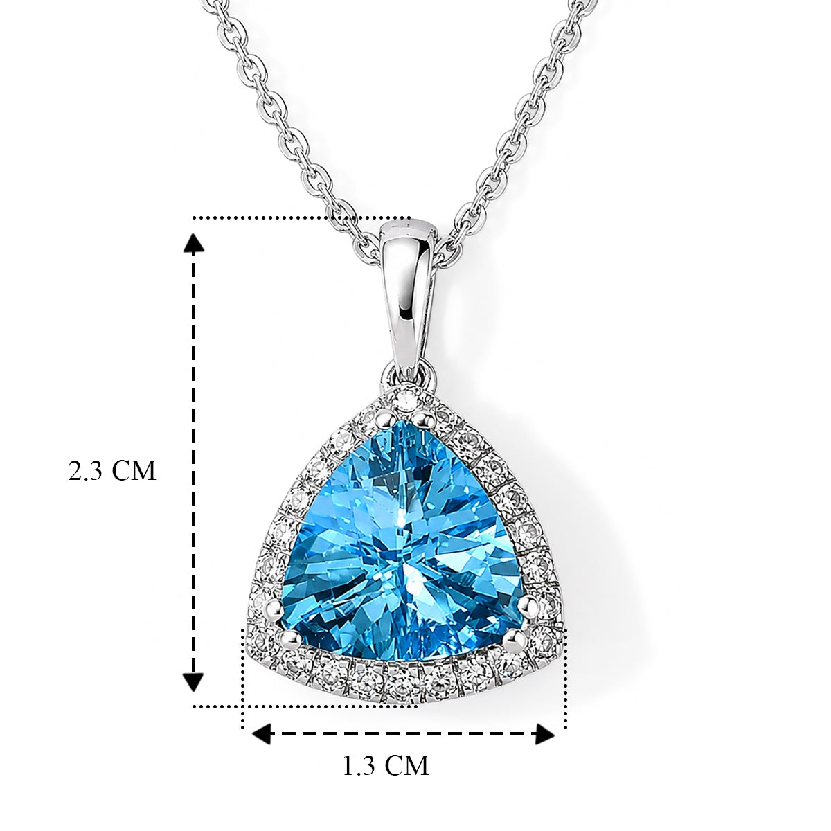 Swiss Blue Topaz &amp; Lab Grown Diamond (SI/G-H) Halo Pendant with Chain (Size 20) in Rhodium Overlay Sterling Silver 2.90 Ct. 4516343 5