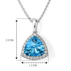 Luxuriant - Swiss Blue Topaz & Lab Grown Diamond (SI/G-H) Halo Pendant with Chain (Size 20) in Rhodium Overlay Sterling Silver 2.90 Ct._4516343_4