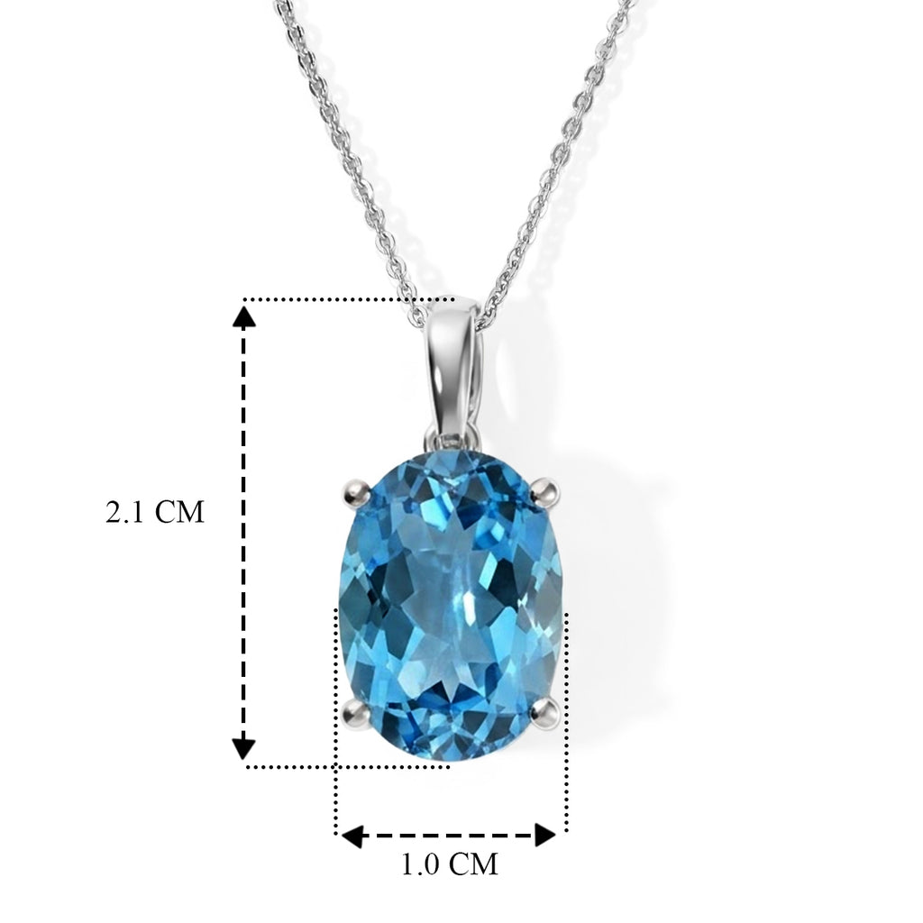 D'Joy - Swiss Blue Topaz Drop Pendant with Chain (Size 20) in Rhodium Overlay Sterling Silver 6.50 Ct._4516344_4