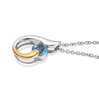 D'Joy - Swiss Blue Topaz Solitaire Pendant in Platinum Overlay & Yellow Gold Plated Sterling Silver with Chain (Size 20) 1.80 Ct._4516345_3