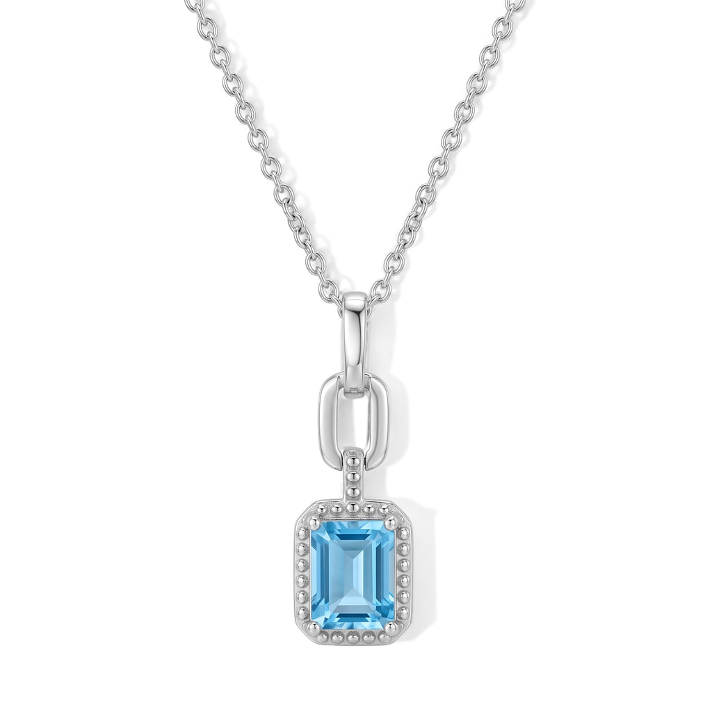 D'Joy - Swiss Blue Topaz Solitaire Pendant in Platinum Overlay Sterling Silver with Chain (Size 20) 1.95 Ct._4516346
