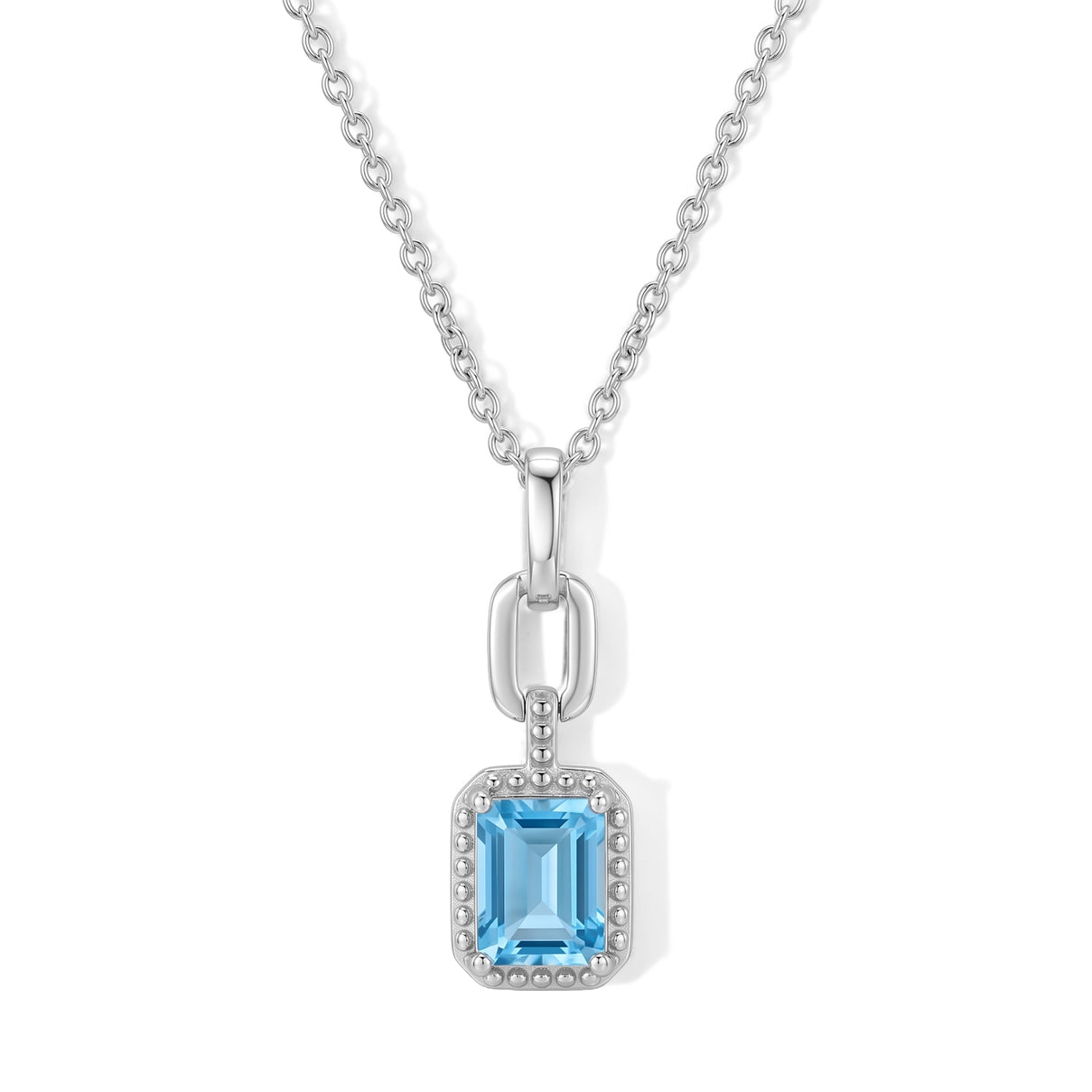 D'Joy - Swiss Blue Topaz Solitaire Pendant in Platinum Overlay Sterling Silver with Chain (Size 20) 1.95 Ct. 4516346 0