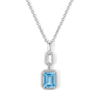 D'Joy - Swiss Blue Topaz Solitaire Pendant in Platinum Overlay Sterling Silver with Chain (Size 20) 1.95 Ct._4516346