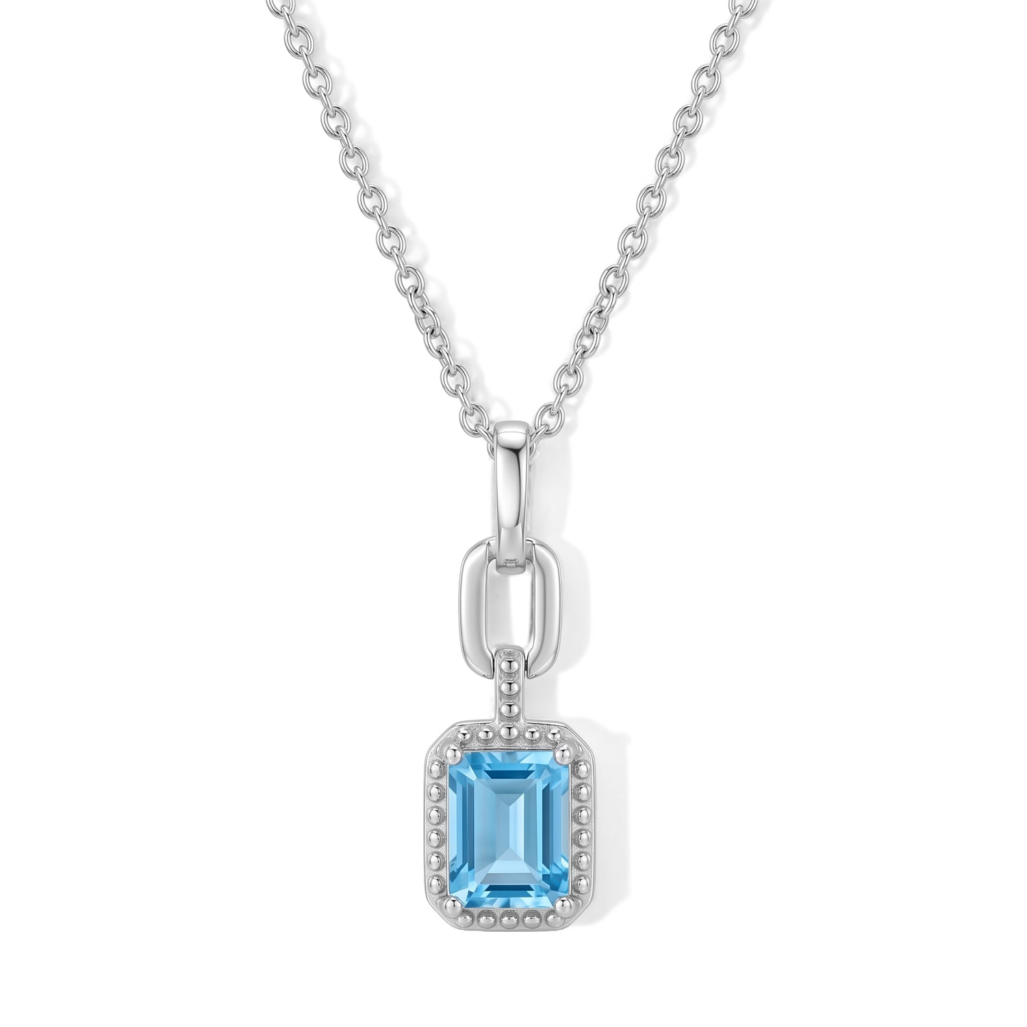 D'Joy - Swiss Blue Topaz Solitaire Pendant in Platinum Overlay Sterling Silver with Chain (Size 20) 1.95 Ct. 4516346 0