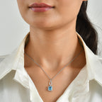 D'Joy - Swiss Blue Topaz Solitaire Pendant in Platinum Overlay Sterling Silver with Chain (Size 20) 1.95 Ct._4516346_1