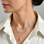 D'Joy - Swiss Blue Topaz Solitaire Pendant in Platinum Overlay Sterling Silver with Chain (Size 20) 1.95 Ct._4516346_2