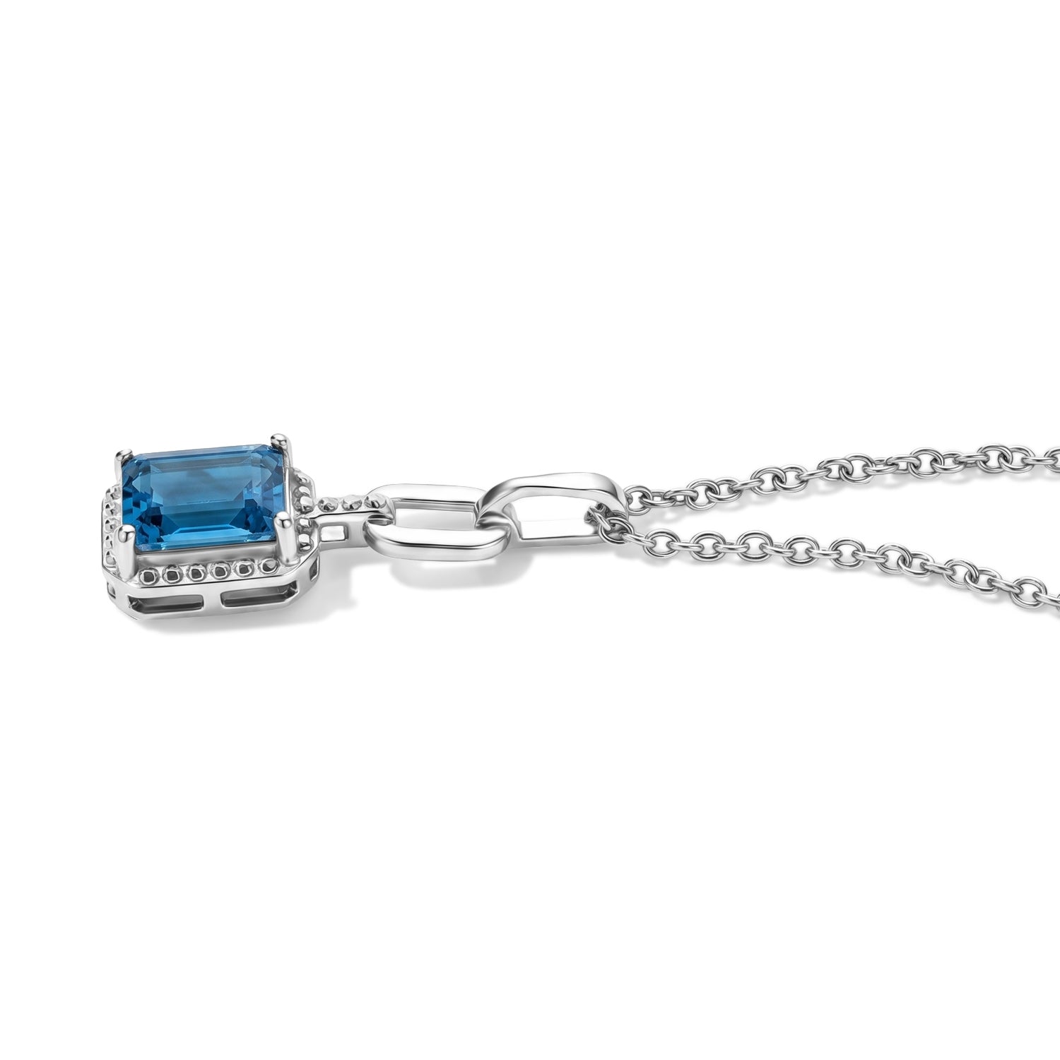 D'Joy - Swiss Blue Topaz Solitaire Pendant in Platinum Overlay Sterling Silver with Chain (Size 20) 1.95 Ct. 4516346 4
