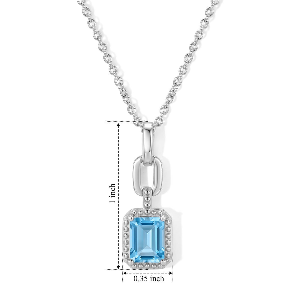 D'Joy - Swiss Blue Topaz Solitaire Pendant in Platinum Overlay Sterling Silver with Chain (Size 20) 1.95 Ct. 4516346 5