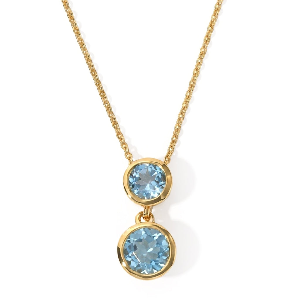 D'Joy - Swiss Blue Topaz Pendant with Chain (Size 20) in Yellow Gold Plated Sterling Silver 1.55 Ct._4516348