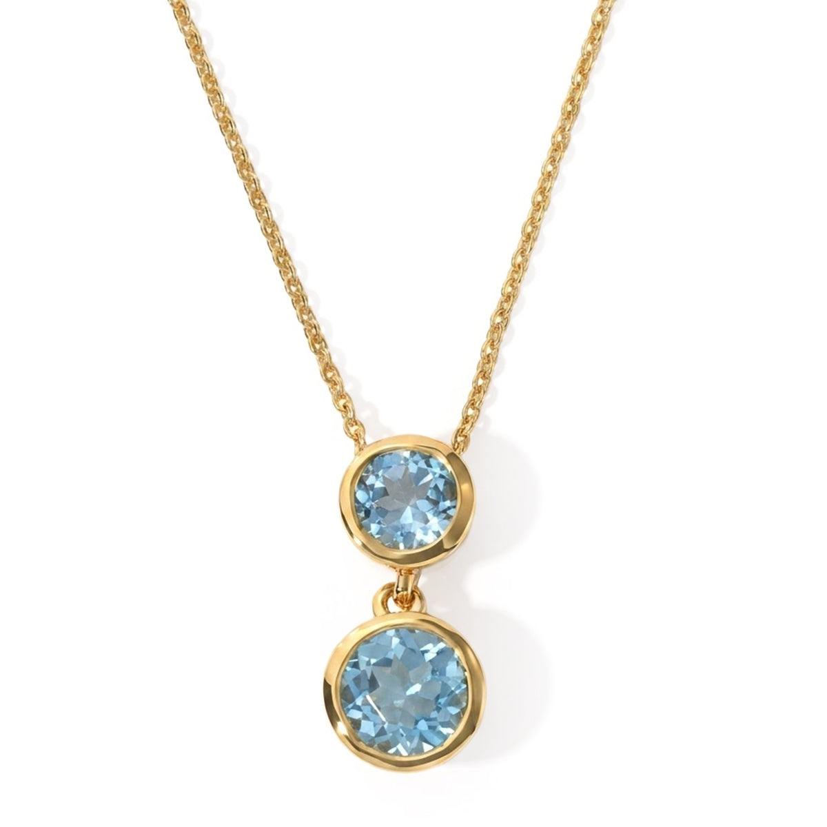 D'Joy - Swiss Blue Topaz Drop Pendant with Chain (Size 20) in Yellow Gold Plated Sterling Silver 1.55 Ct. V32576980 0