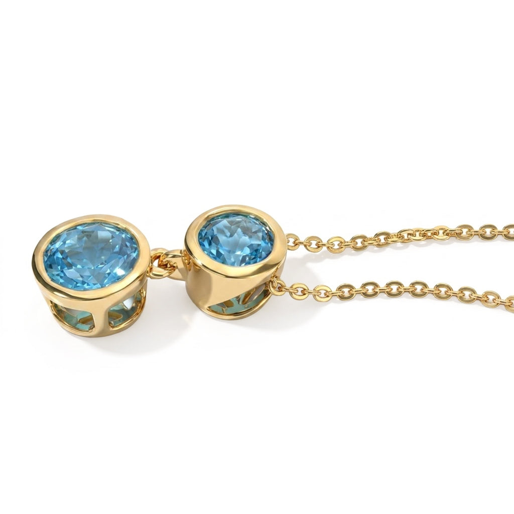 D'Joy - Swiss Blue Topaz Pendant with Chain (Size 20) in Yellow Gold Plated Sterling Silver 1.55 Ct._4516348_3