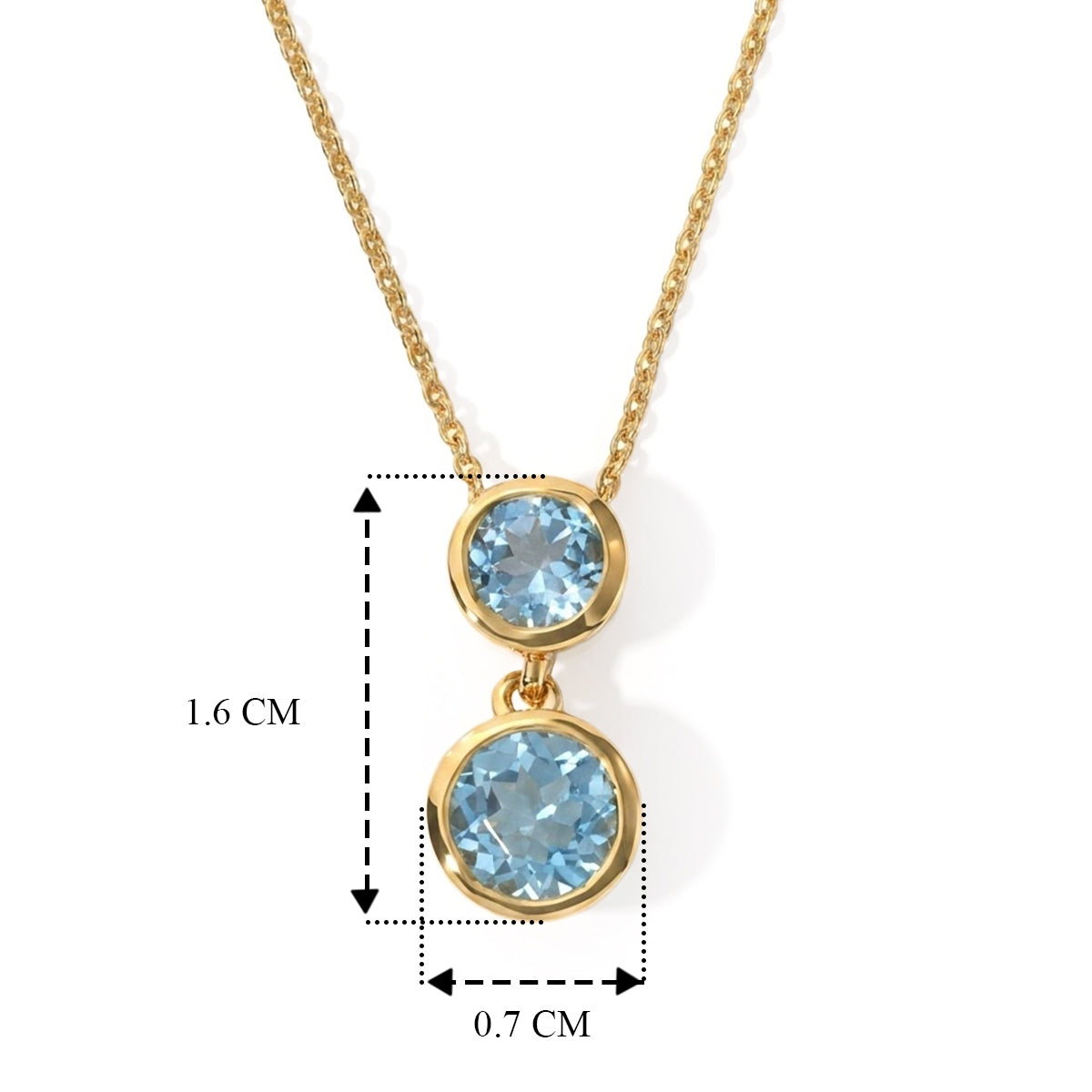 D'Joy - Swiss Blue Topaz Drop Pendant with Chain (Size 20) in Yellow Gold Plated Sterling Silver 1.55 Ct. V32576980 5