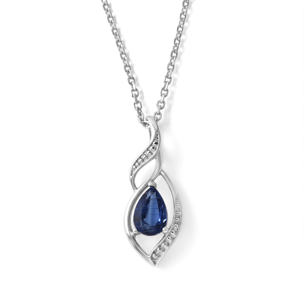 D'Joy - Kyanite Solitaire Pendant in Rhodium Overlay Sterling Silver with Chain (Size 20)_4516381