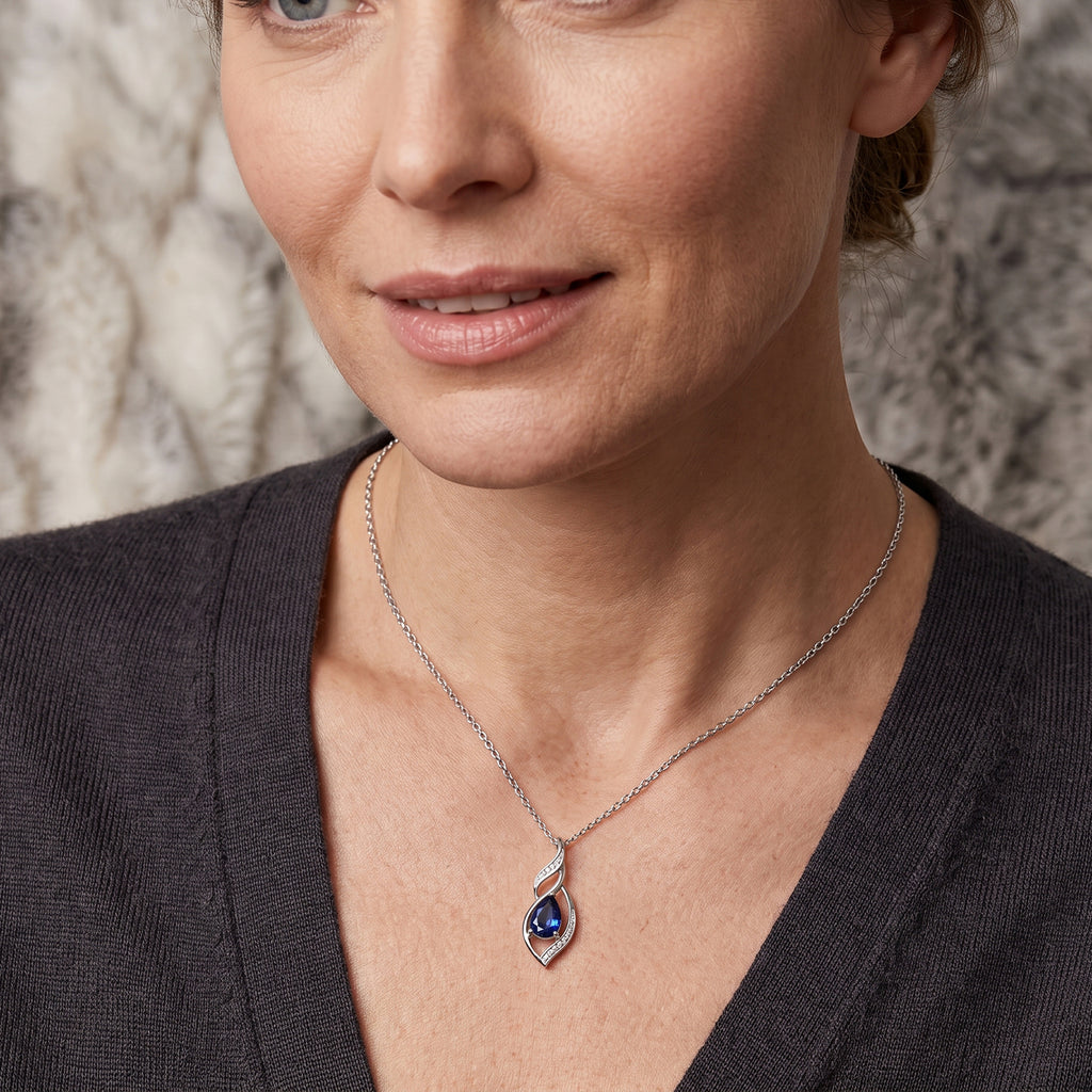 D'Joy - Kyanite Solitaire Pendant in Rhodium Overlay Sterling Silver with Chain (Size 20)_4516381_1