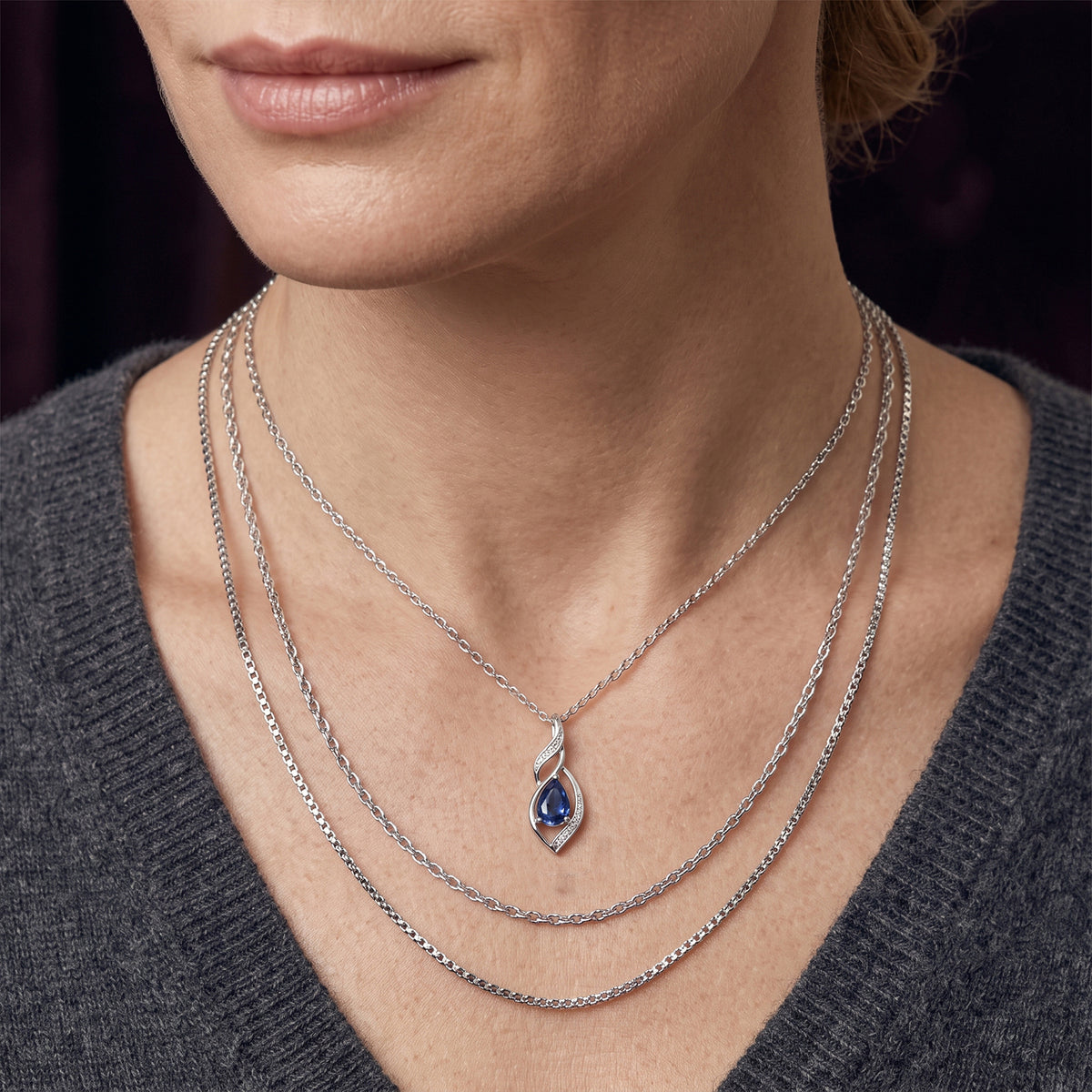 D'Joy - AAA Natural Kashmir Kyanite Solitaire Pendant in Rhodium Overlay Sterling Silver with Chain (Size 20) V32603870 3