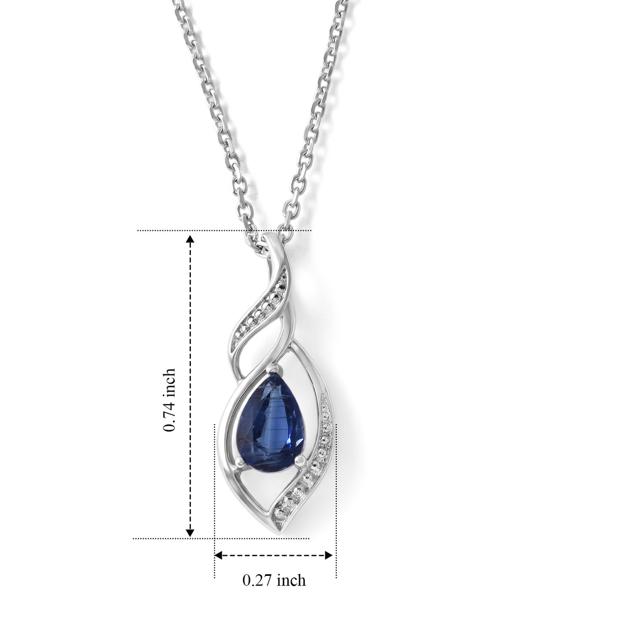 D'Joy - AAA Natural Kashmir Kyanite Solitaire Pendant in Rhodium Overlay Sterling Silver with Chain (Size 20) V32603870 5