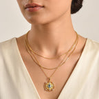 D'Joy - Swiss Blue Topaz & White Zircon Sunburst Pendant in Yellow Gold Plated Sterling Silver with Chain (Size 20) 1.80 Ct._4516494_2