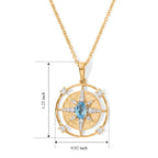 D'Joy - Swiss Blue Topaz & White Zircon Sunburst Pendant in Yellow Gold Plated Sterling Silver with Chain (Size 20) 1.80 Ct._4516494_4