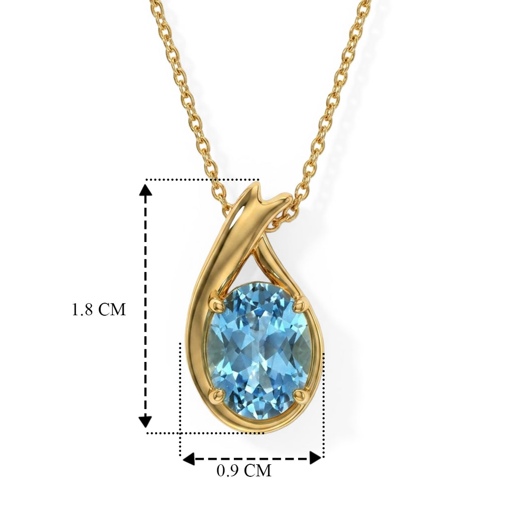 D'Joy - Swiss Blue Topaz Solitaire Pendant with Chain (Size 20) in Yellow Gold Plated Sterling Silver 2.10 Ct._4516497