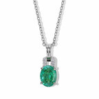 D'Joy - Colombian Colour Emeraldine Quartz & White Zircon Pendant in Platinum Overlay Sterling Silver with Chain (Size 20) 2.34 Ct._4516537