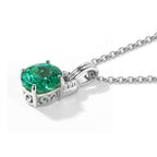 D'Joy - Colombian Colour Emeraldine Quartz & White Zircon Pendant in Platinum Overlay Sterling Silver with Chain (Size 20) 2.34 Ct._4516537_2