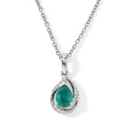D'Joy - Colombian Colour Emeraldine Quartz & White Zircon Pendant with Chain (Size 20) in Platinum Overlay Sterling Silver 1.60 Ct._4516542