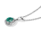 D'Joy - Colombian Colour Emeraldine Quartz & White Zircon Pendant with Chain (Size 20) in Platinum Overlay Sterling Silver 1.60 Ct._4516542_3