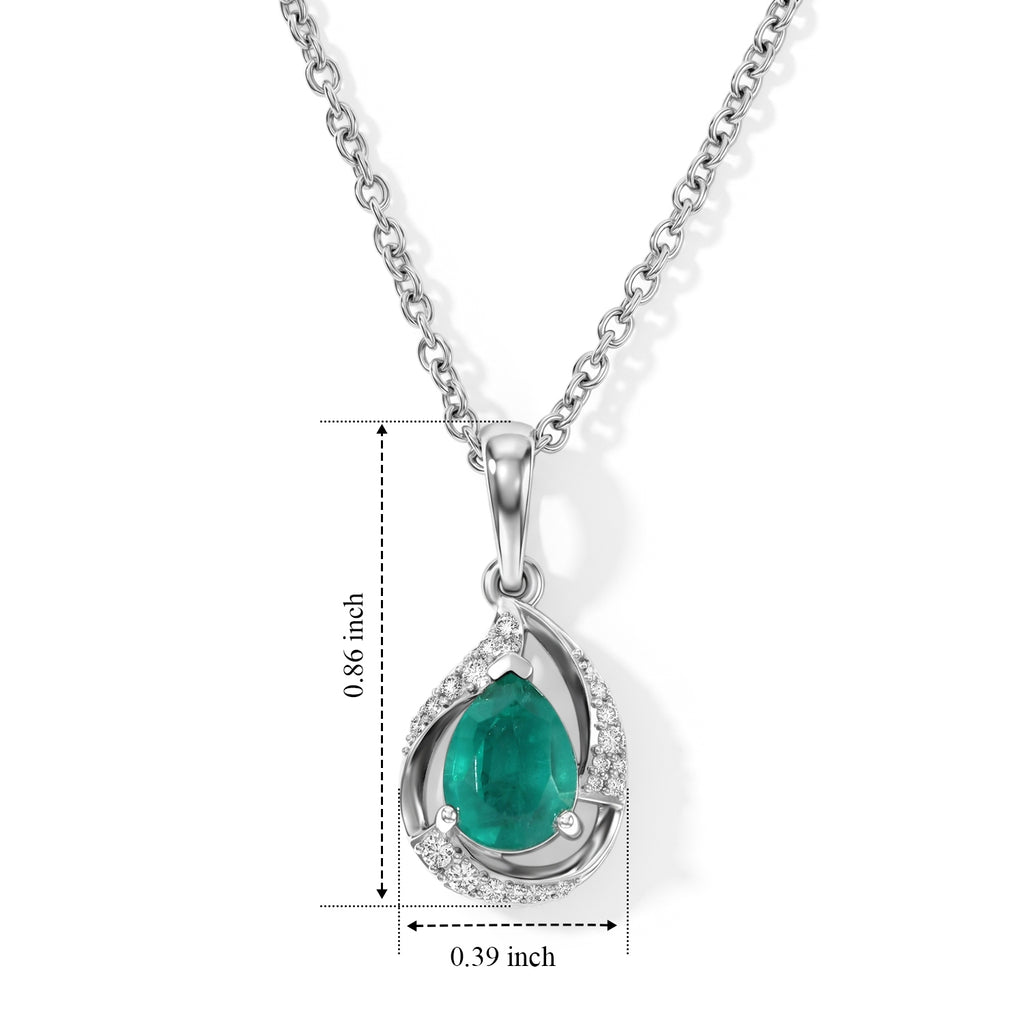 D'Joy - Colombian Colour Emeraldine Quartz & White Zircon Pendant with Chain (Size 20) in Platinum Overlay Sterling Silver 1.60 Ct._4516542_4