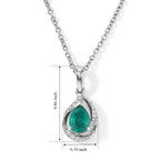 D'Joy - Colombian Colour Emeraldine Quartz & White Zircon Pendant with Chain (Size 20) in Platinum Overlay Sterling Silver 1.60 Ct._4516542_4