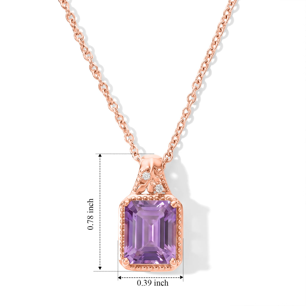 D'Joy - Rose De France Amethyst & White Zircon Pendant in Rose Gold Plated Sterling Silver with Chain (Size 20) 3.38 Ct._4516798_4